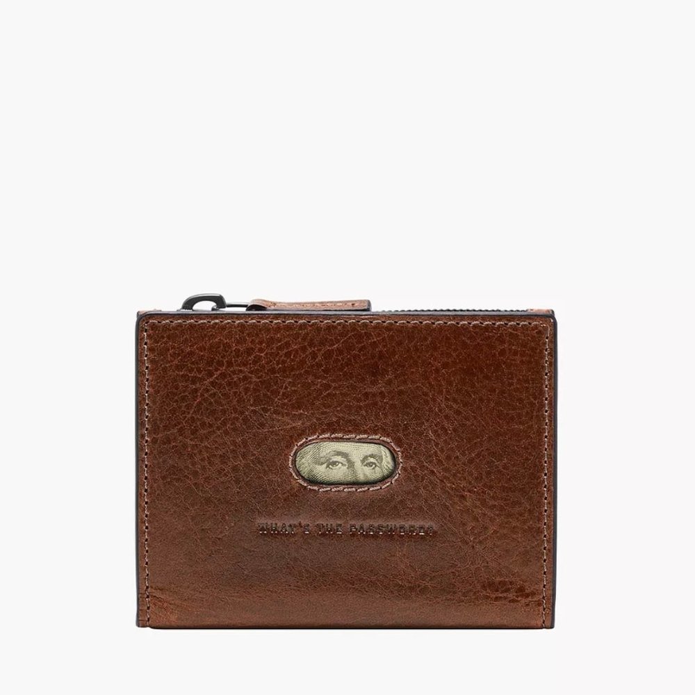 Fossil Andrew Leather Minimalist Zip Card Case Wallet